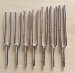 Farklı frekanslarda ses veren diyapazonlar